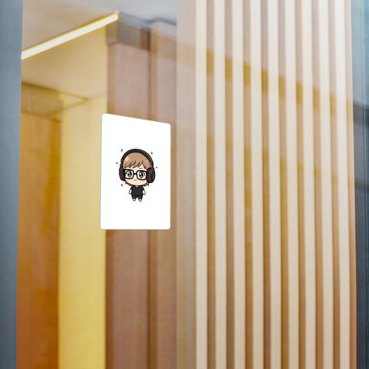Cute Gamer Chibi Vinyl Sticker — Kiss-Cut Decal (Headphones & Glasses)