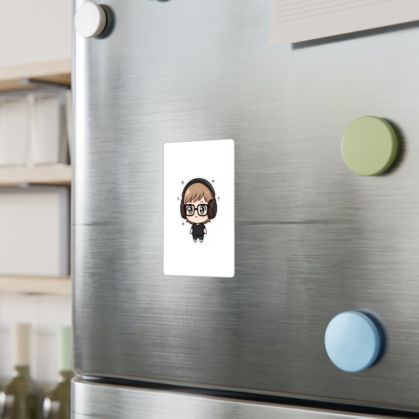 Cute Gamer Chibi Vinyl Sticker — Kiss-Cut Decal (Headphones & Glasses)